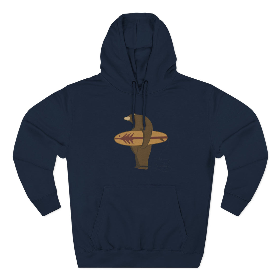 Surfing Grizzly Bear by Fabian Lavater Unisex - Pull-Over Cotton Blend Fleece Hoodie