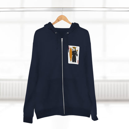 Queen of Hearts Surfer Unisex - Zip Cotton Blend Fleece Hoodie