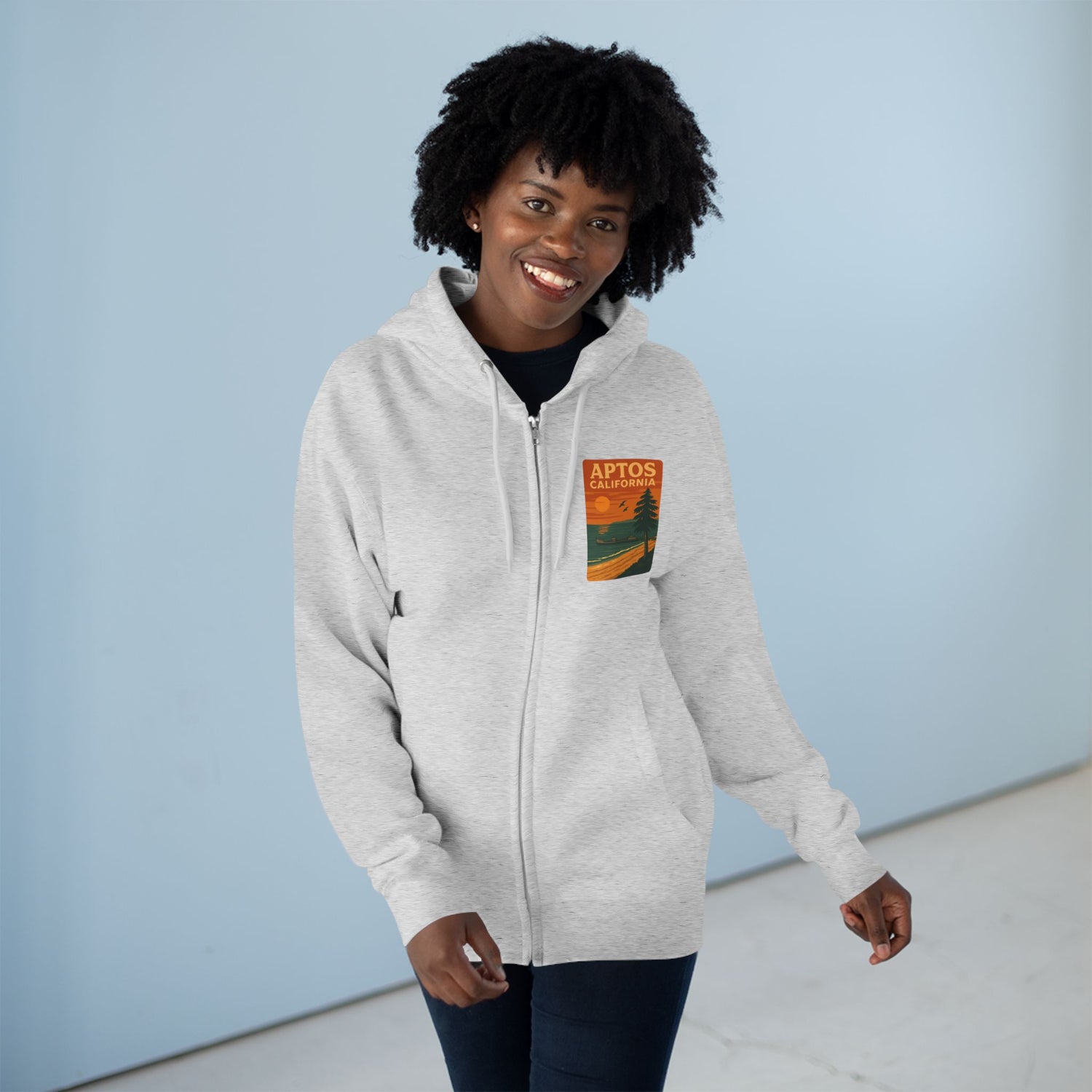 Aptos California Sunset Unisex - Zip Cotton Blend Fleece Hoodie