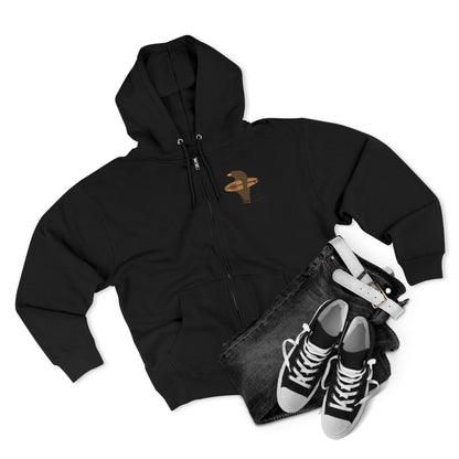 Surfing Grizzly Bear by Fabian Lavater Unisex - Zip Cotton Blend Fleece Hoodie