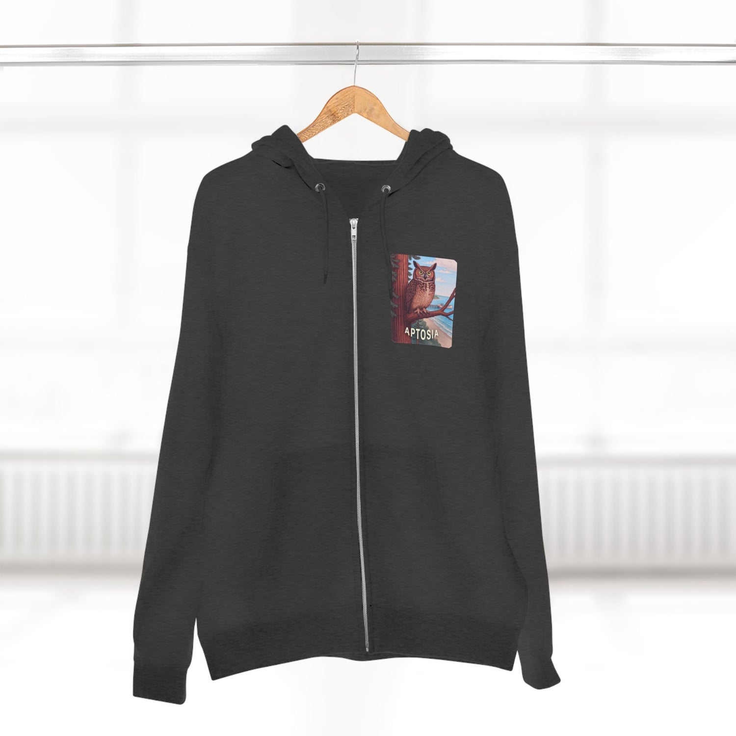 Aptos California Aptosia Owl Unisex - Zip Cotton Blend Fleece Hoodie