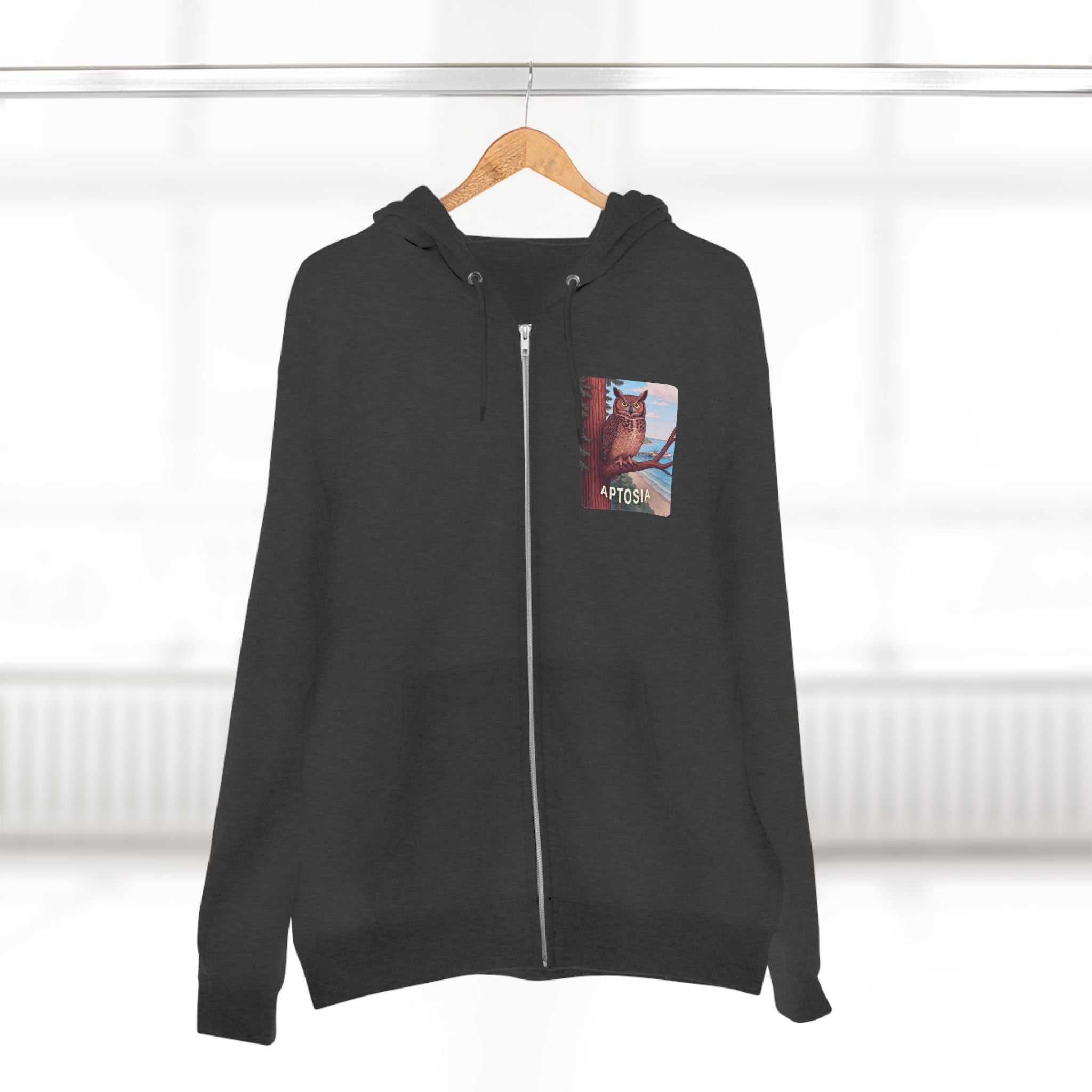 Aptos California Aptosia Owl Unisex - Zip Cotton Blend Fleece Hoodie