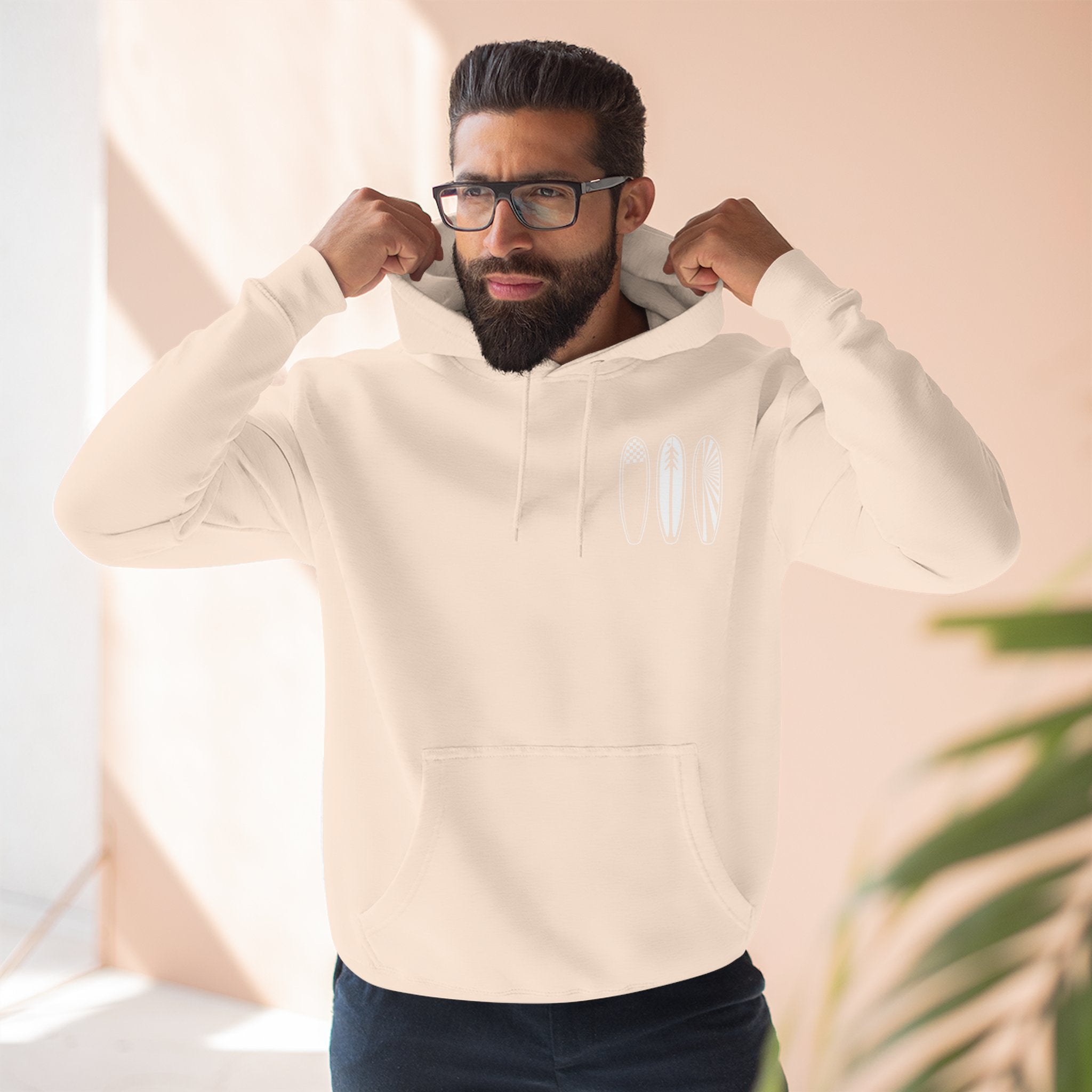 Ventana Three Board - Unisex Pull-Over Cotton Blend Fleece Hoodie
