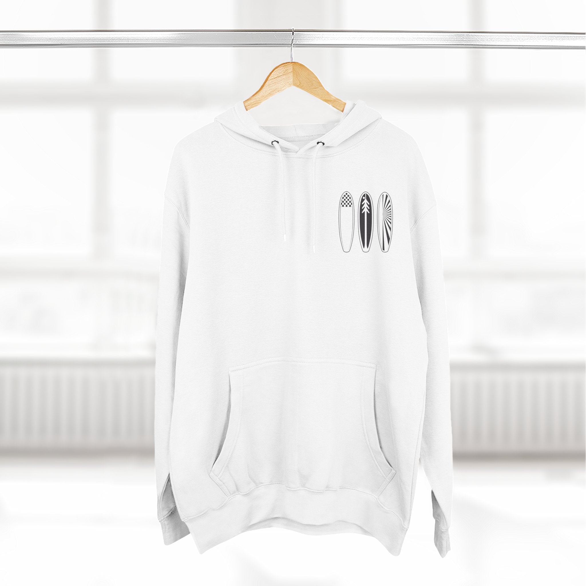 Ventana Three Board - Unisex Pull-Over Cotton Blend Fleece Hoodie