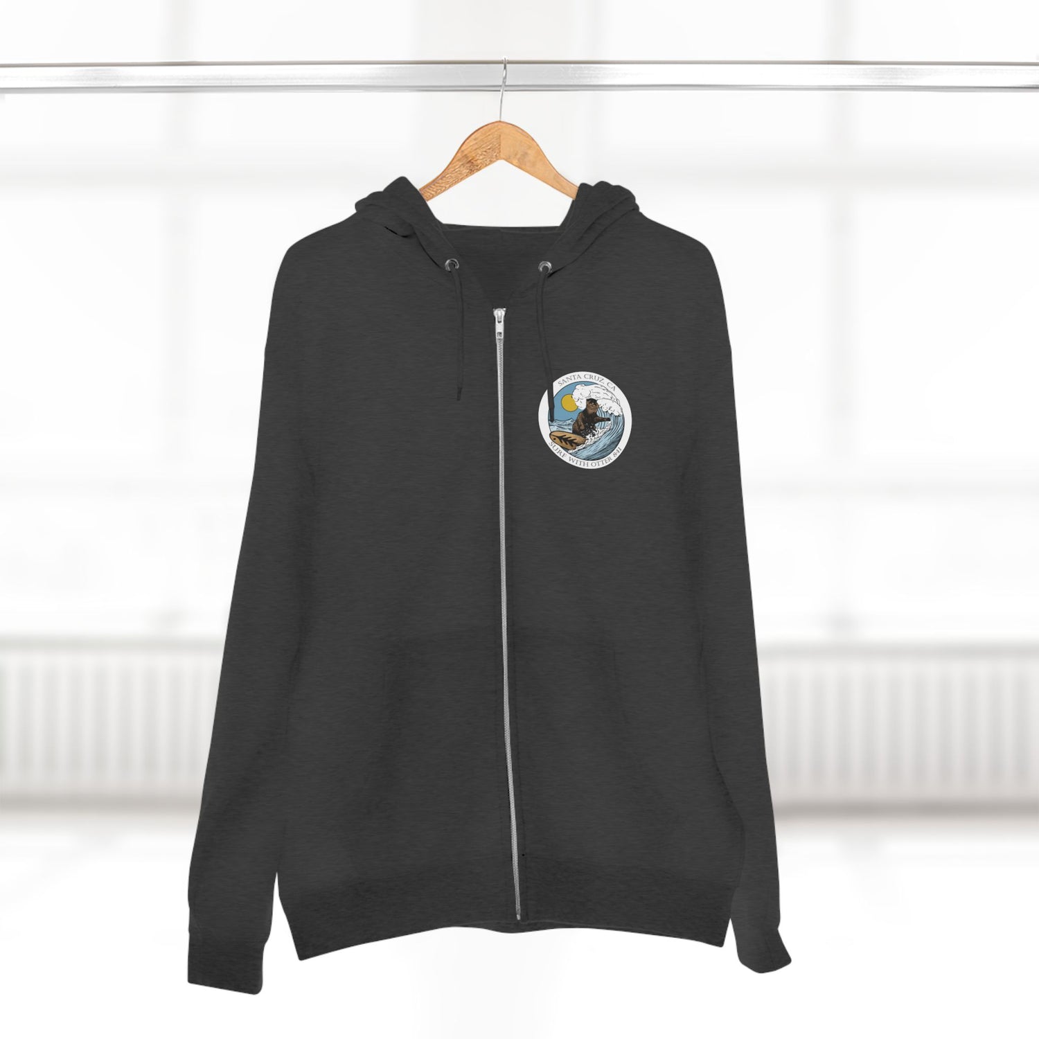 Surf with Otter 841 by Thiago Bianchini Unisex - Zip Cotton Blend Fleece Hoodie