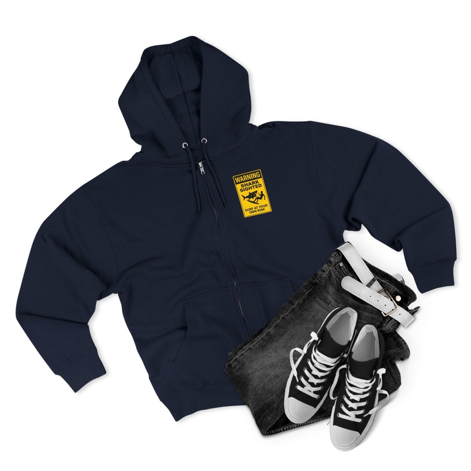 Shark Sighted Unisex - Zip Cotton Blend Fleece Hoodie