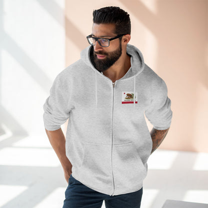 California Surfing Bear Flag Unisex - Zip Cotton Blend Fleece Hoodie