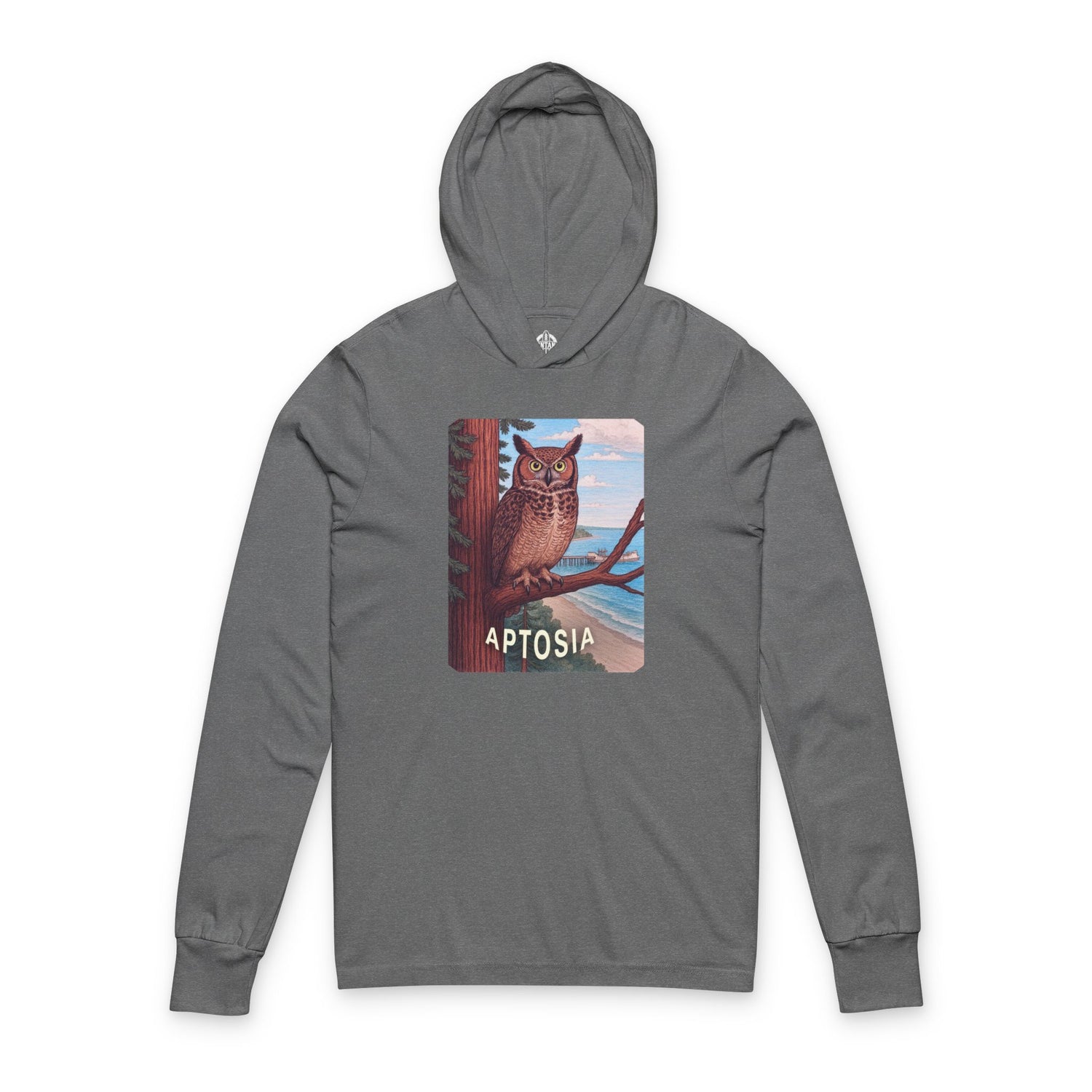 Aptos California Aptosia Owl Unisex - Cotton Long Sleeve Hooded T-Shirt