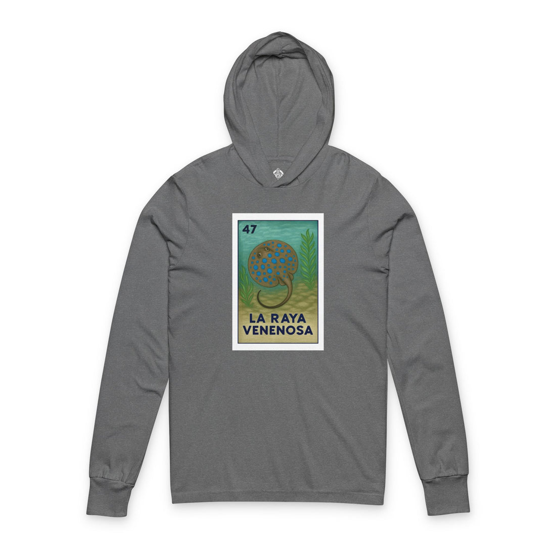 Stingray Lotería Unisex - Cotton Hooded Long Sleeve Hooded T-Shirt (La Raya Venenosa)