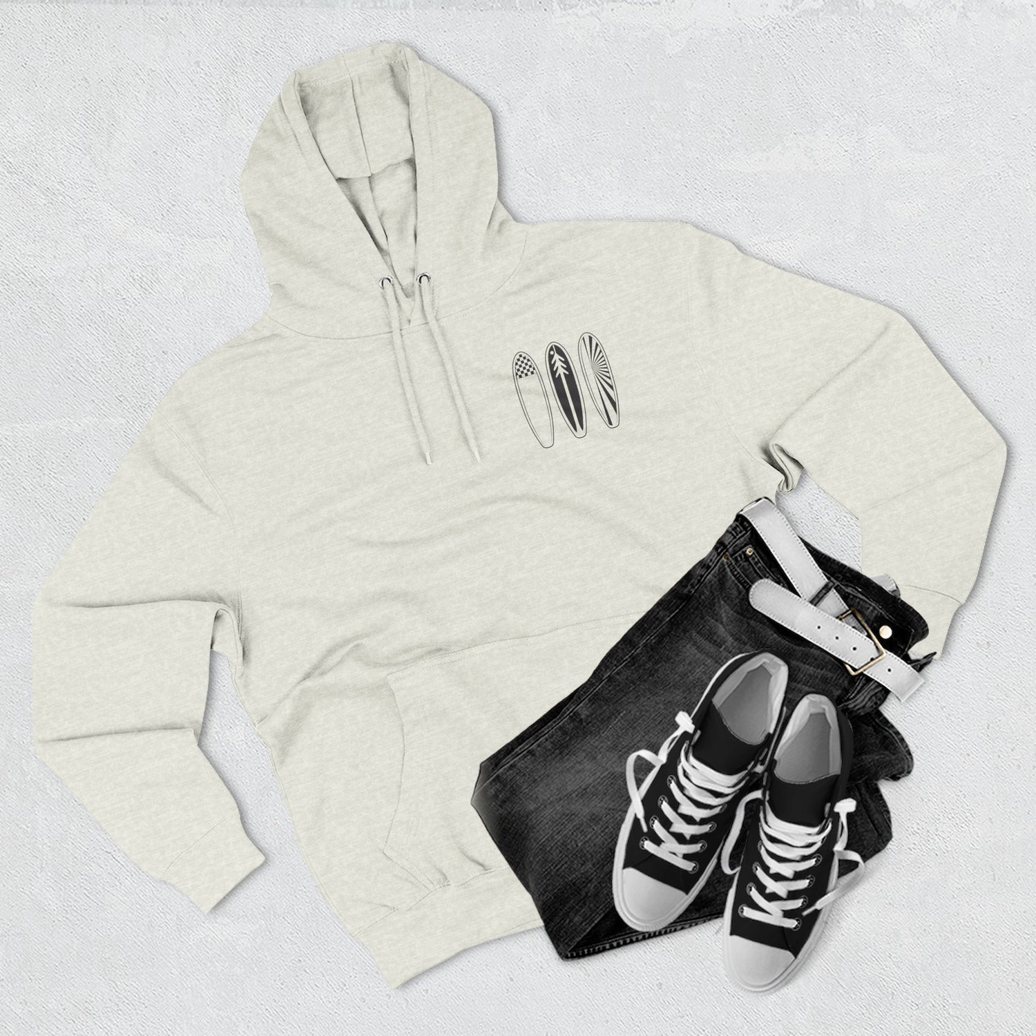 Ventana Three Board - Unisex Pull-Over Cotton Blend Fleece Hoodie
