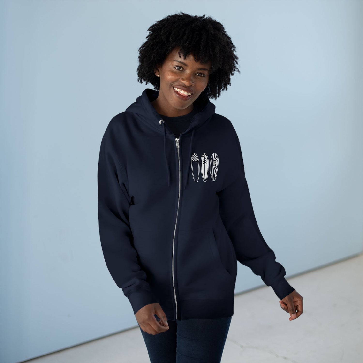 Ventana Three Board Unisex - Zip Cotton Blend Fleece Hoodie