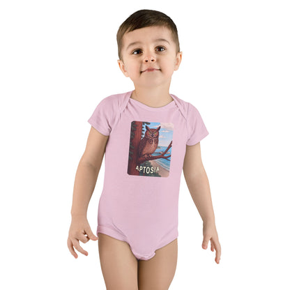 Aptos California Aptosia Owl - Baby Short Sleeve 100% Cotton Onesie