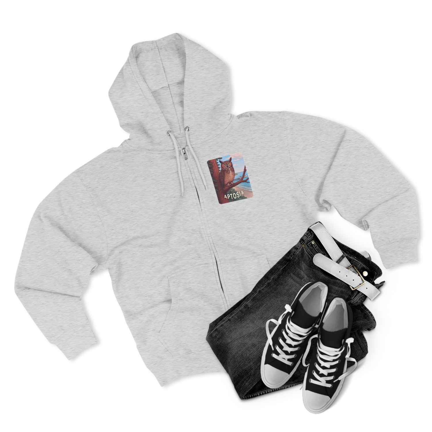Aptos California Aptosia Owl Unisex - Zip Cotton Blend Fleece Hoodie