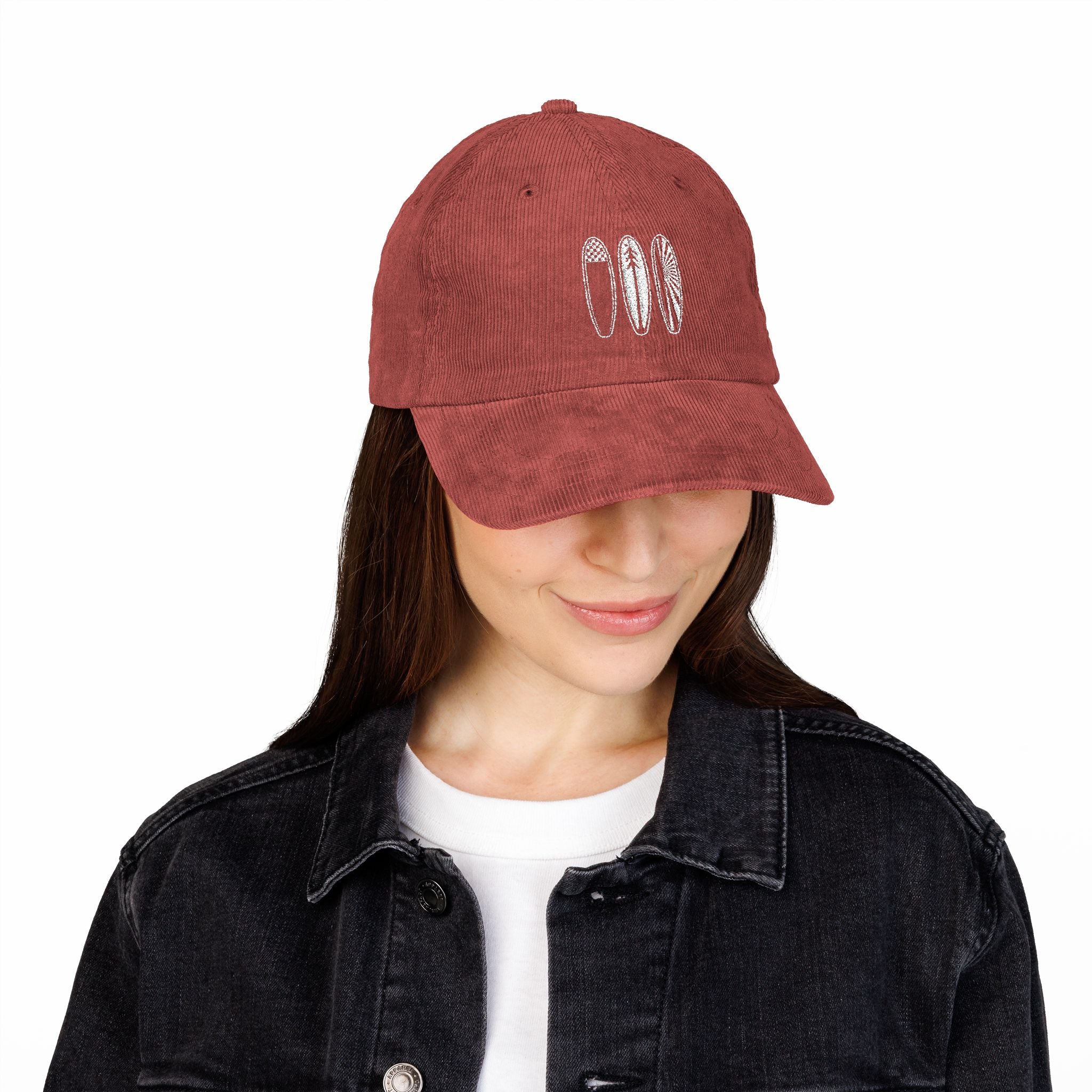 Ventana Three Board Embroidered Corduroy Cap - 100% Cotton