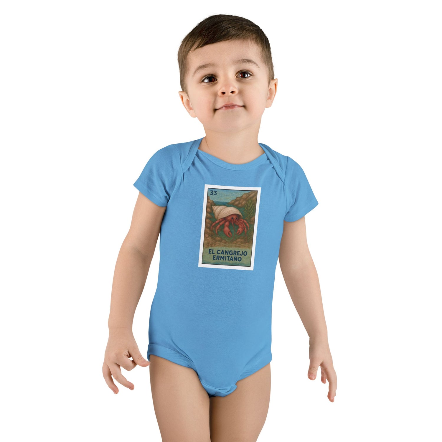 Hermit Crab Lotería - Baby Short Sleeve 100% Cotton Onesie (El Cangrejo Ermitaño)
