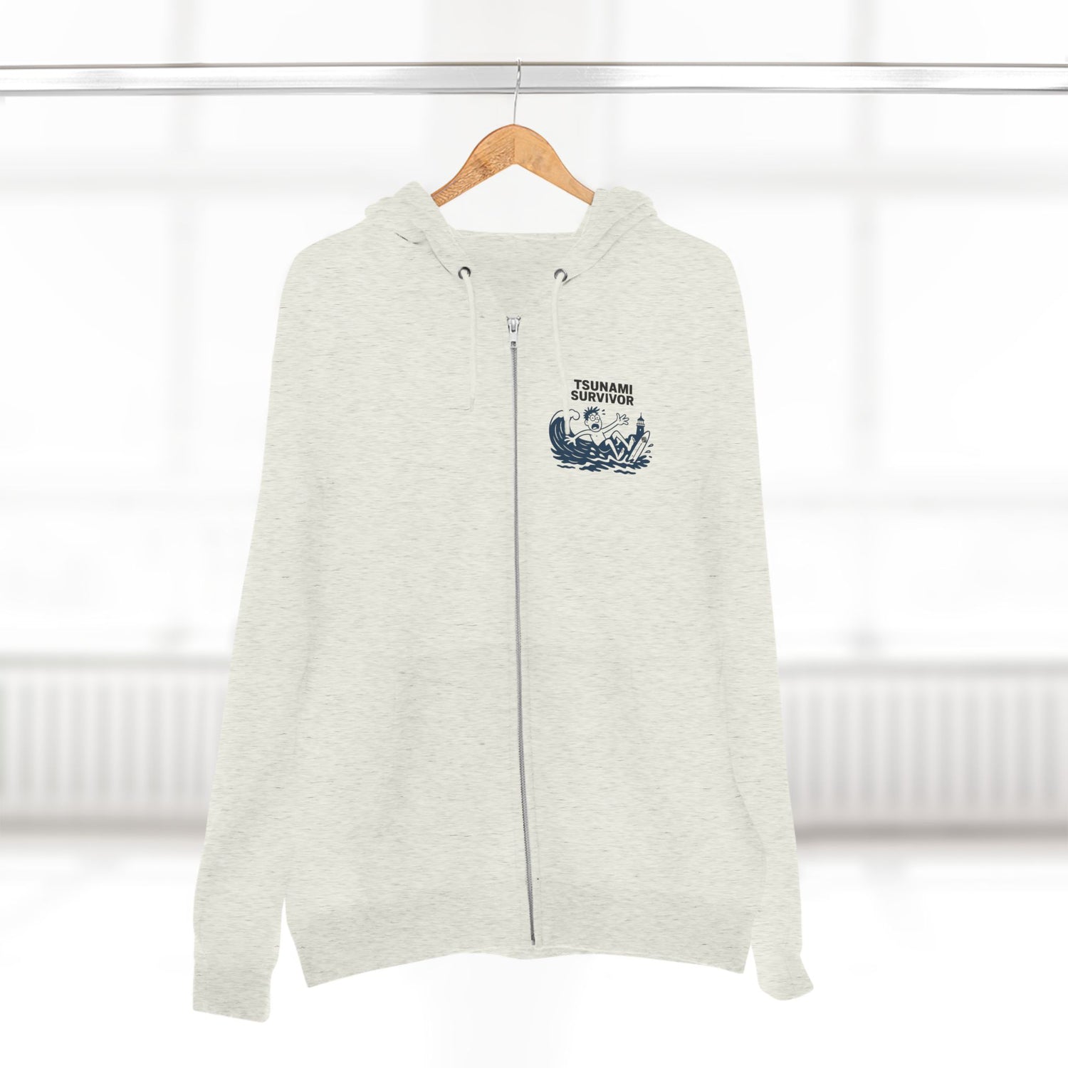 Tsunami Survivor Unisex - Zip Cotton Blend Fleece Hoodie