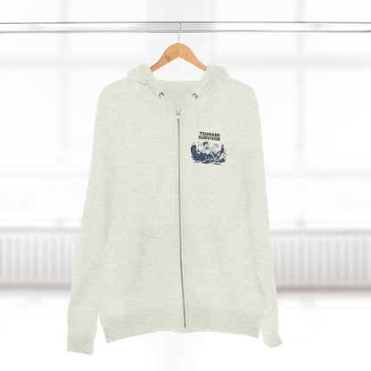 Tsunami Survivor Unisex - Zip Cotton Blend Fleece Hoodie