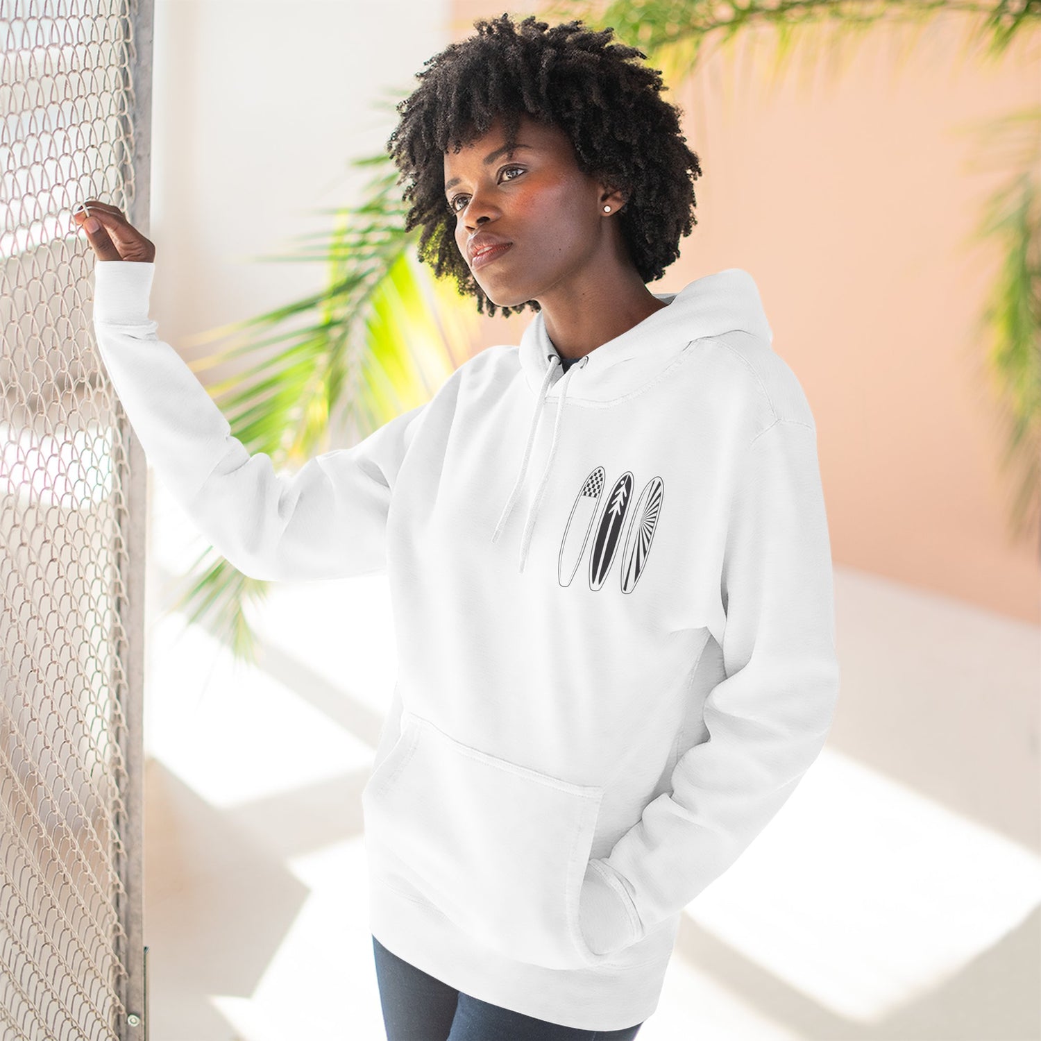 Ventana Three Board - Unisex Pull-Over Cotton Blend Fleece Hoodie