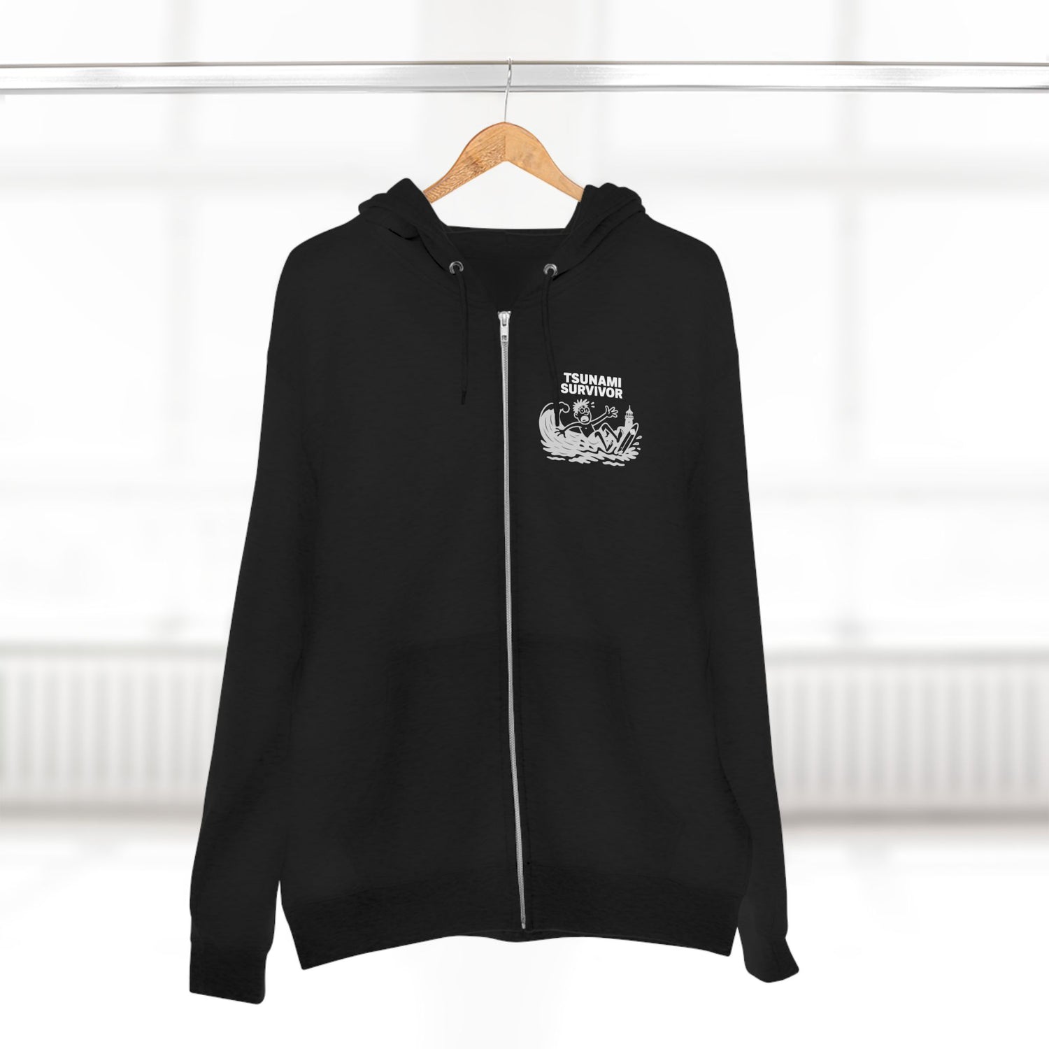 Tsunami Survivor Unisex - Zip Cotton Blend Fleece Hoodie