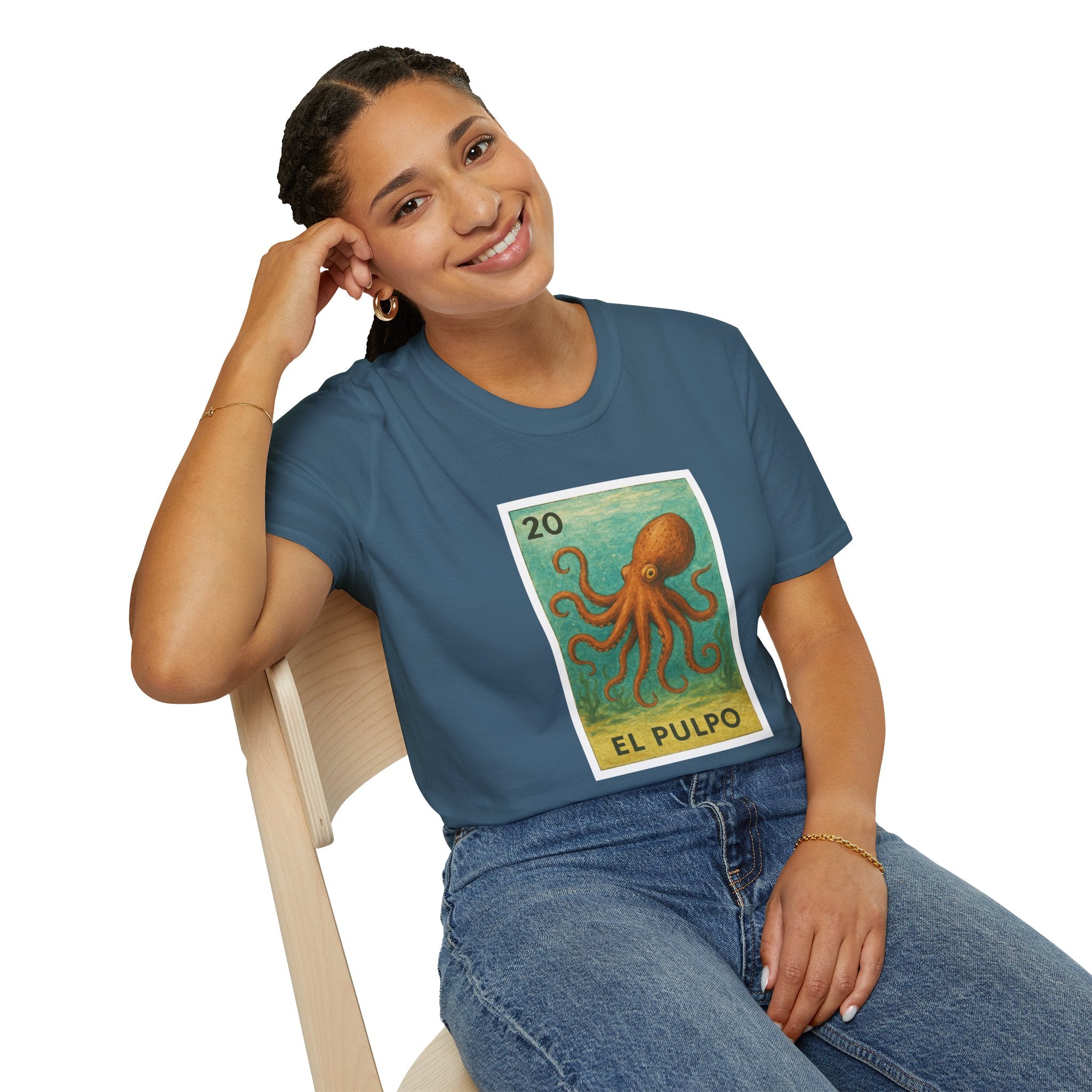 Octopus Lotería Unisex - Soft Style U.S. Cotton T-Shirt (El Pulpo)