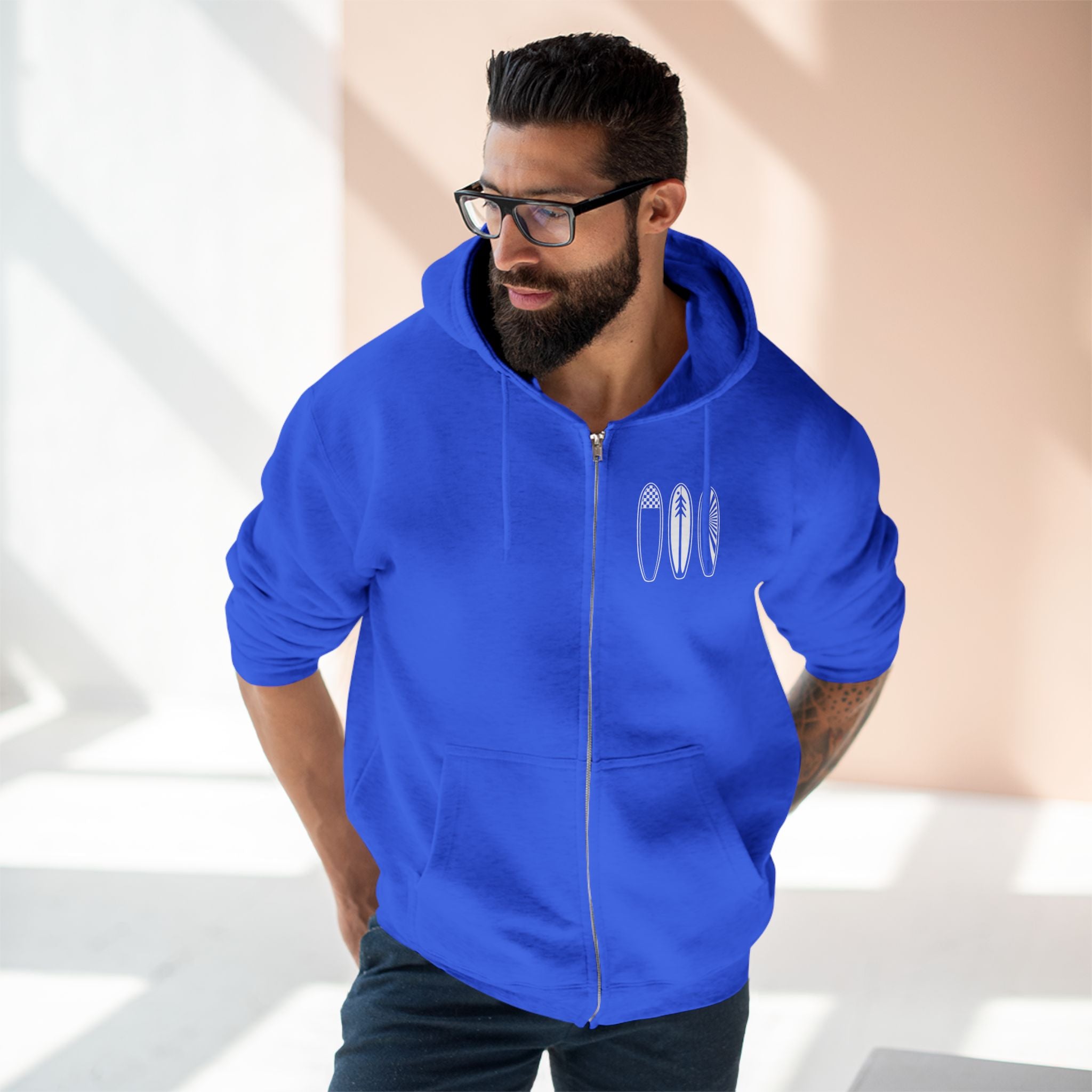 Ventana Three Board Unisex - Zip Cotton Blend Fleece Hoodie