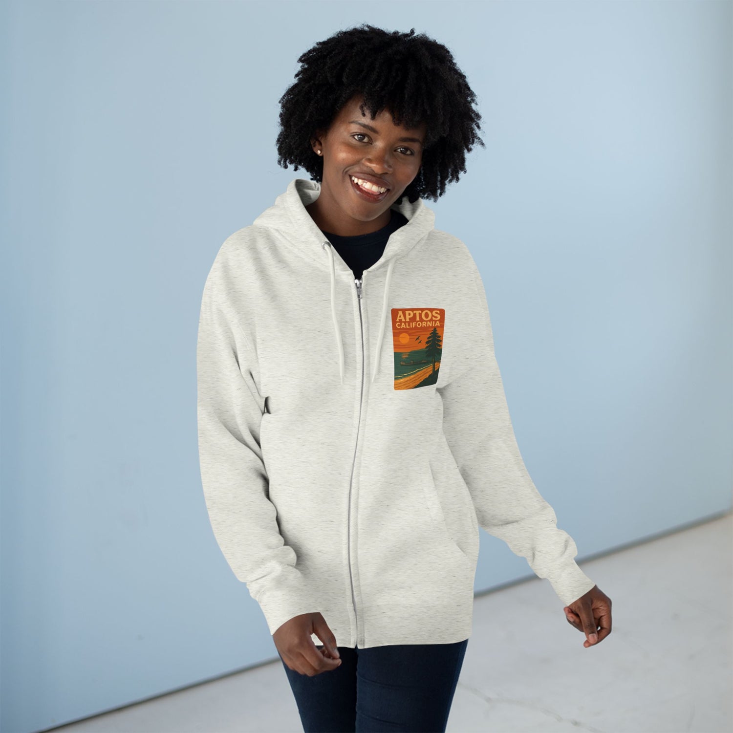 Aptos California Sunset Unisex - Zip Cotton Blend Fleece Hoodie