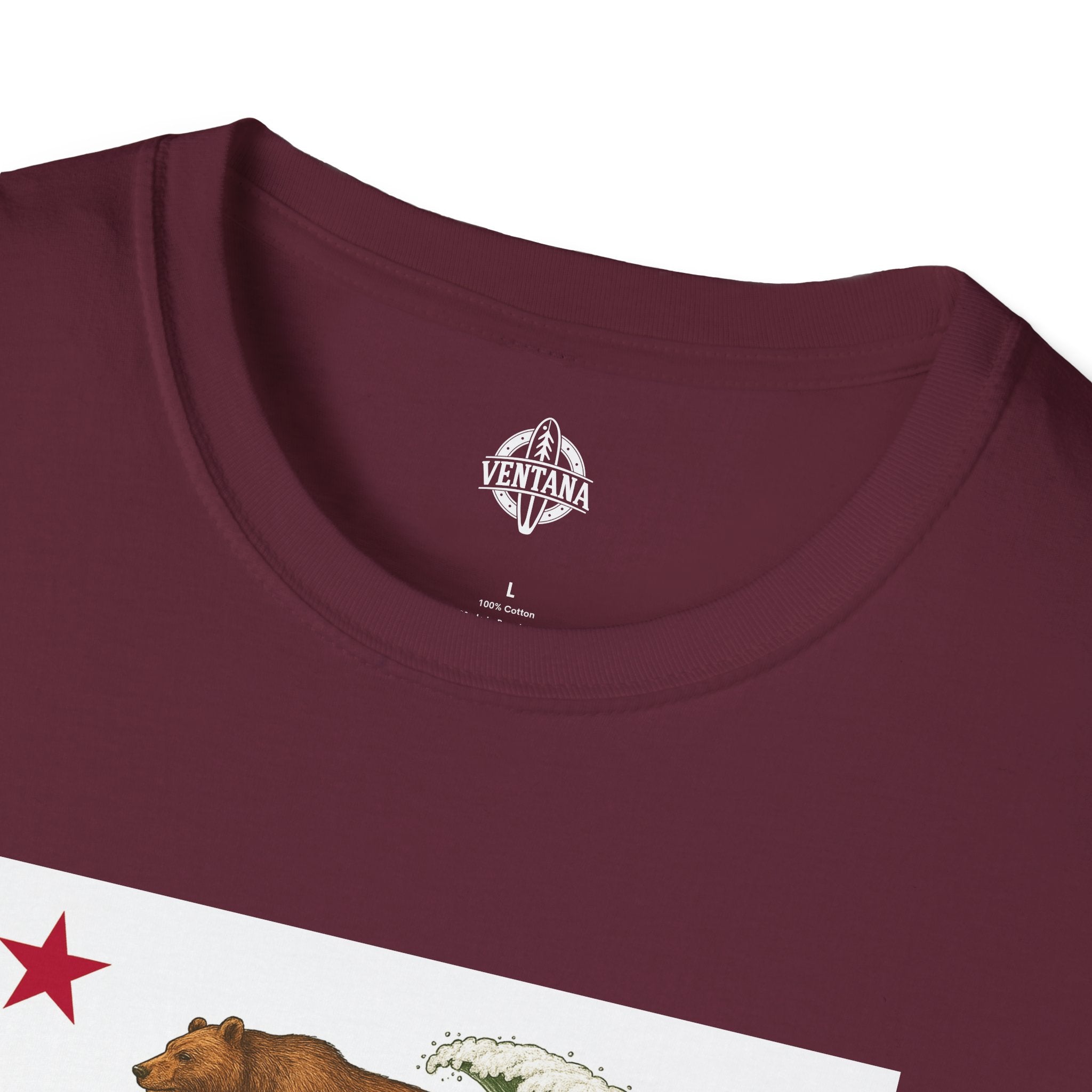 California Surfing Bear Flag Unisex - Soft Style U.S. Cotton T-Shirt