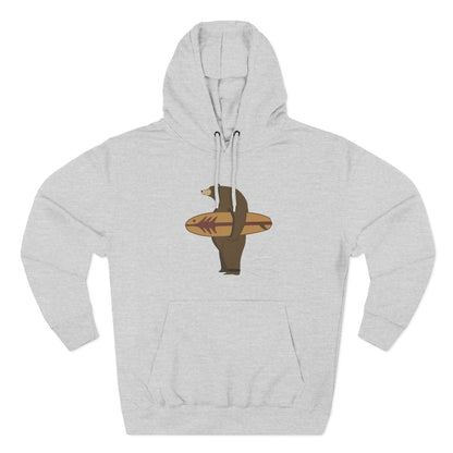 Surfing Grizzly Bear by Fabian Lavater Unisex - Pull-Over Cotton Blend Fleece Hoodie