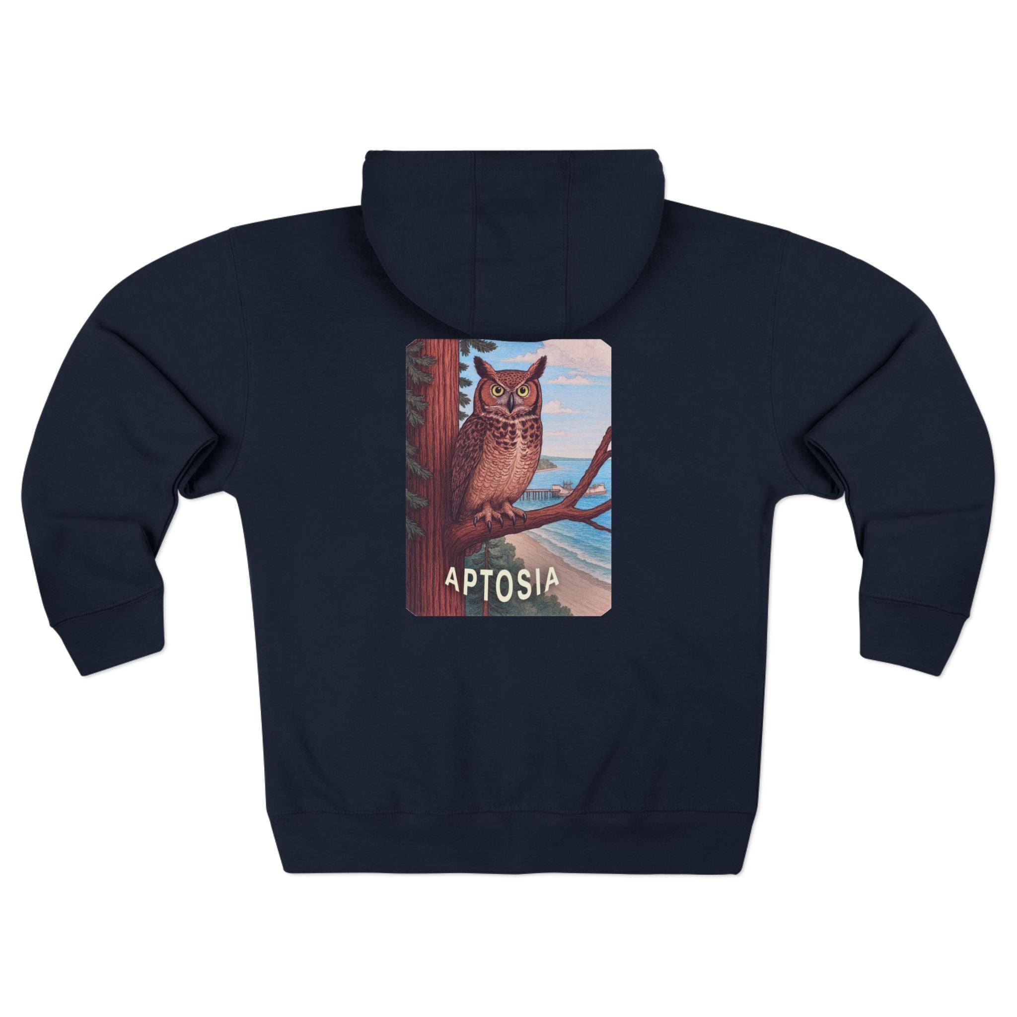 Aptos California Aptosia Owl Unisex - Zip Cotton Blend Fleece Hoodie