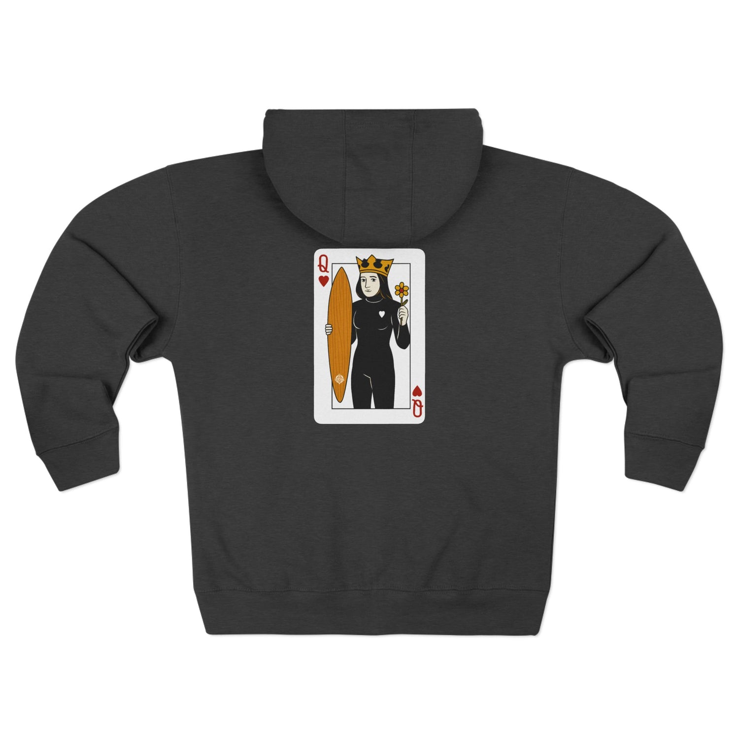Queen of Hearts Surfer Unisex - Zip Cotton Blend Fleece Hoodie