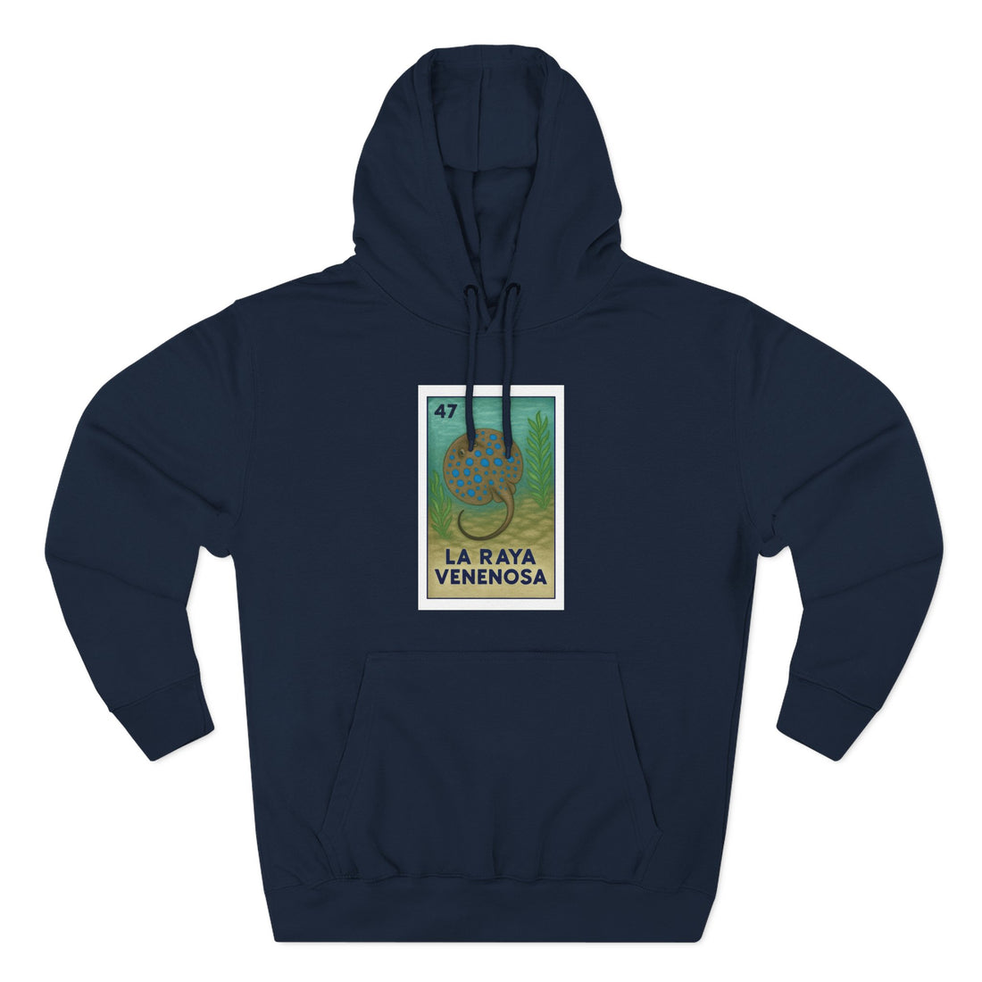 Stingray Lotería Unisex - Pull-Over Cotton Blend Fleece Hoodie (La Raya Venenosa)