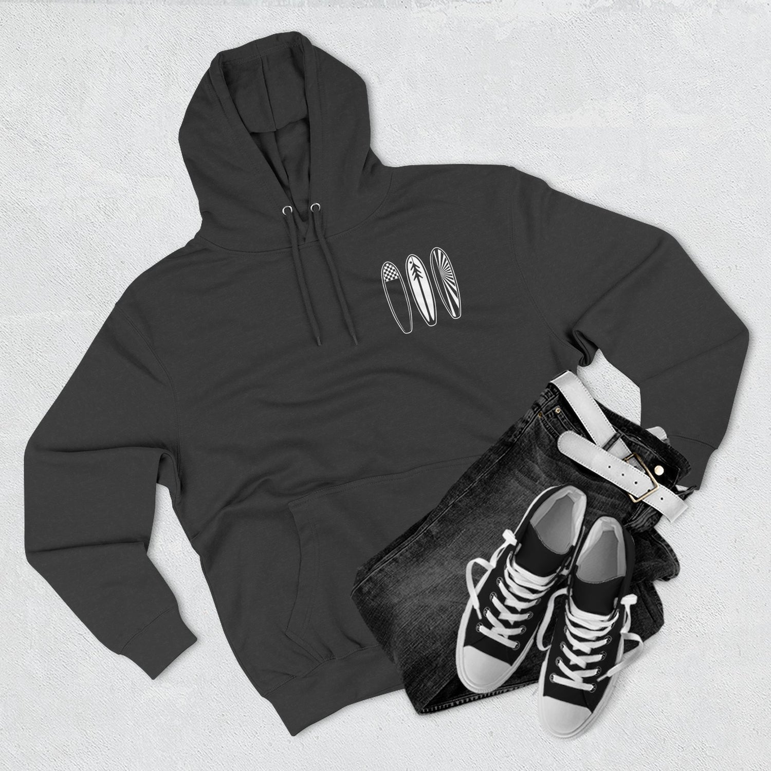 Ventana Three Board - Unisex Pull-Over Cotton Blend Fleece Hoodie