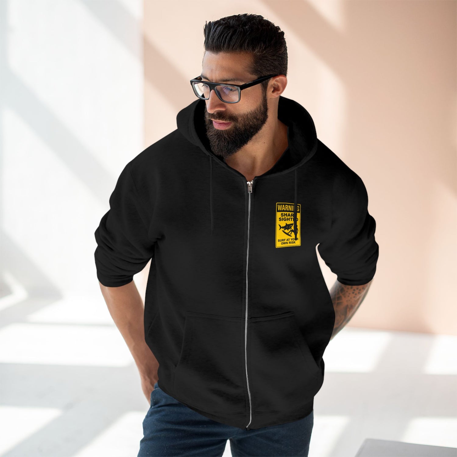 Shark Sighted Unisex - Zip Cotton Blend Fleece Hoodie