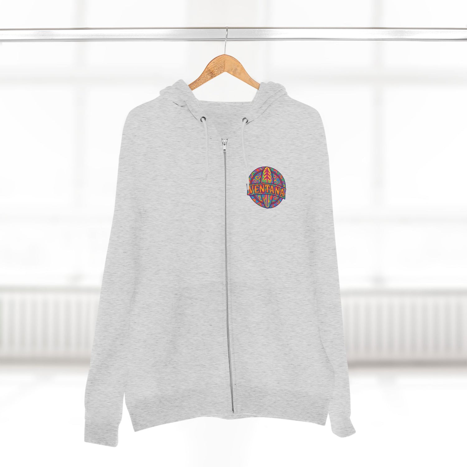 Ventana Psychedelic Treefish Logo Unisex - Zip Cotton Blend Fleece Hoodie