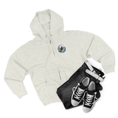 Surf with Otter 841 by Thiago Bianchini Unisex - Zip Cotton Blend Fleece Hoodie