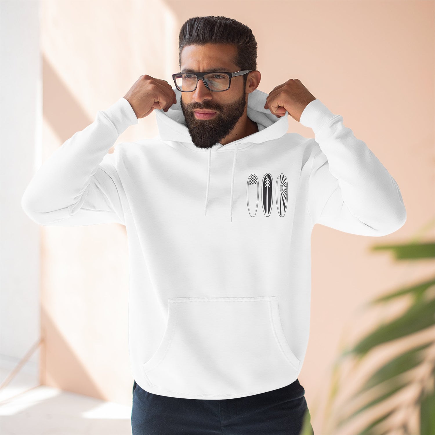 Ventana Three Board - Unisex Pull-Over Cotton Blend Fleece Hoodie