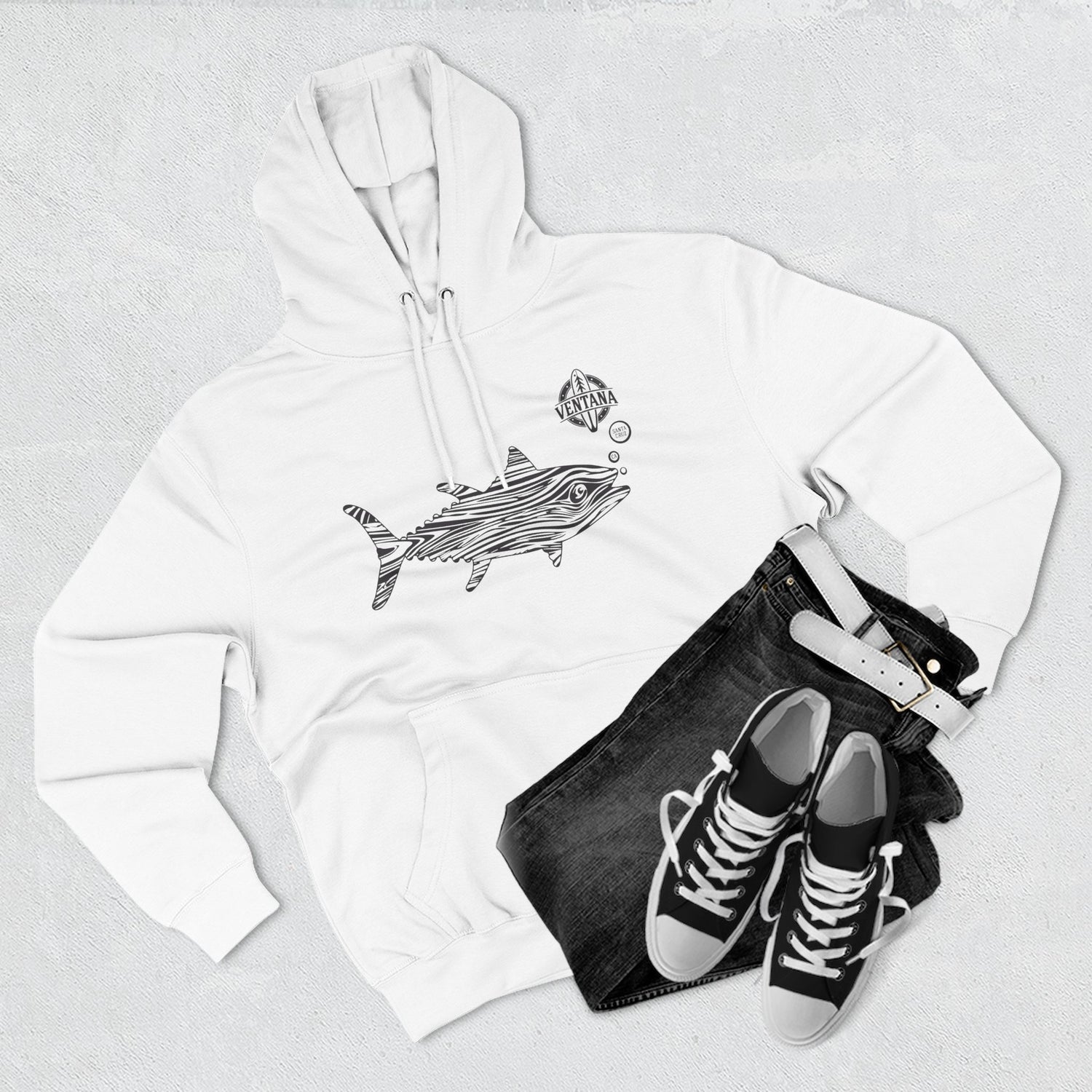 Ventana Wooden Tuna Unisex - Pull-Over Cotton Blend Fleece Hoodie