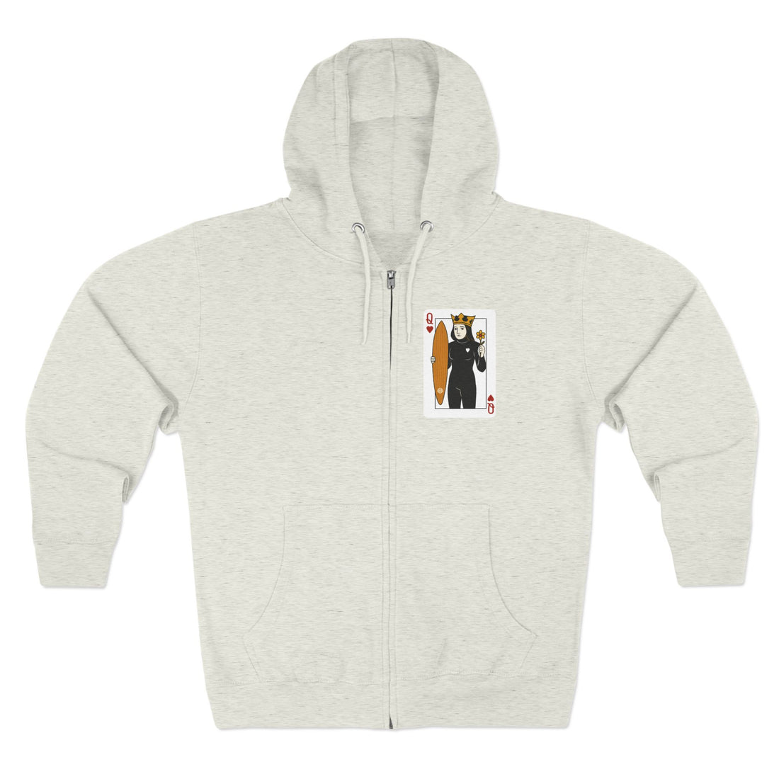 Queen of Hearts Surfer Unisex - Zip Cotton Blend Fleece Hoodie