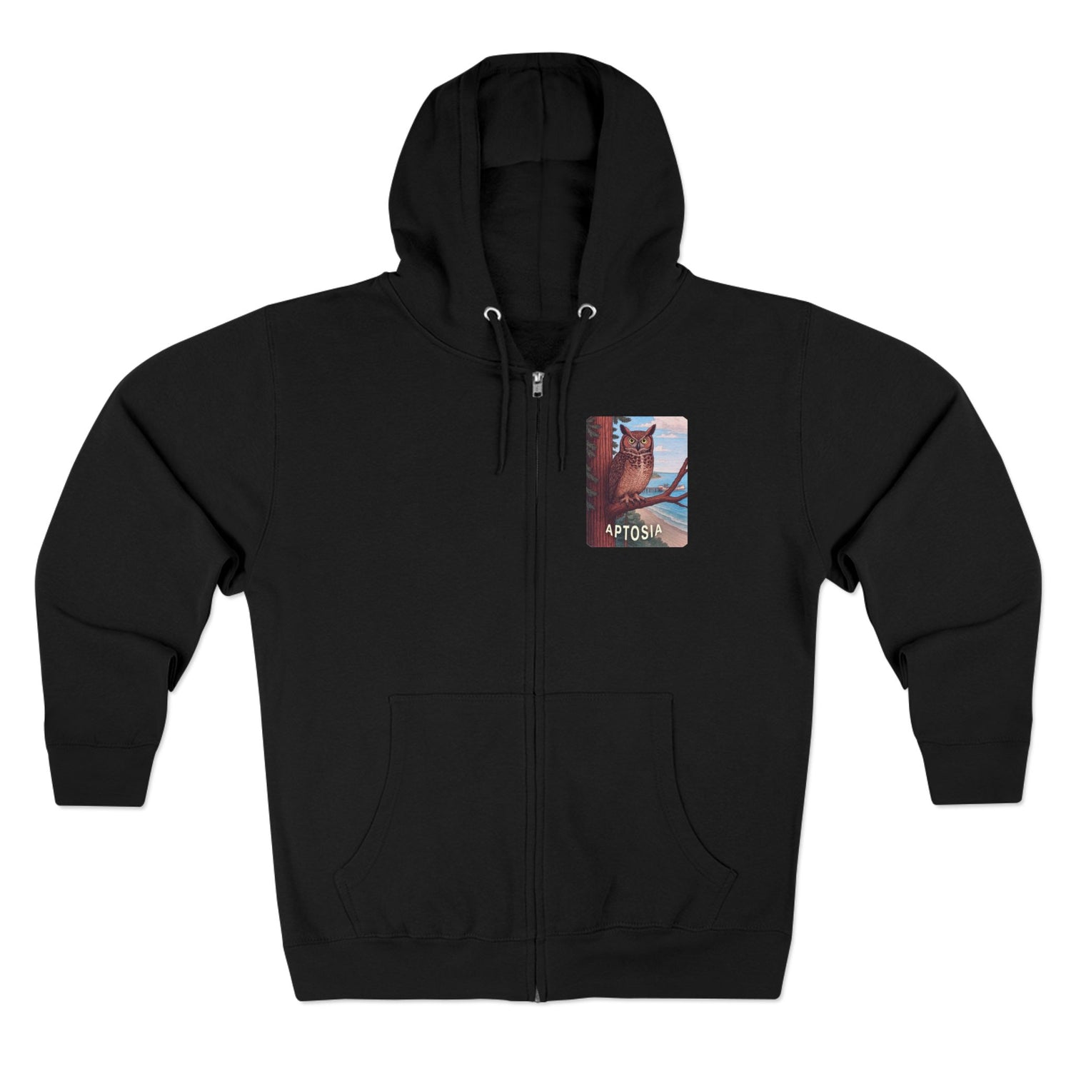 Aptos California Aptosia Owl Unisex - Zip Cotton Blend Fleece Hoodie