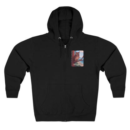 Aptos California Aptosia Owl Unisex - Zip Cotton Blend Fleece Hoodie