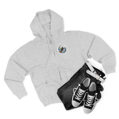 Surf with Otter 841 by Thiago Bianchini Unisex - Zip Cotton Blend Fleece Hoodie