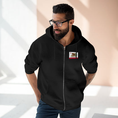 California Surfing Bear Flag Unisex - Zip Cotton Blend Fleece Hoodie