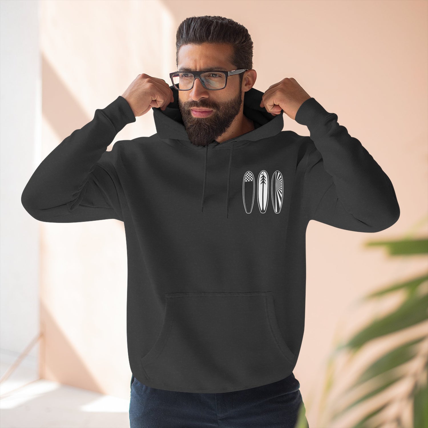 Ventana Three Board - Unisex Pull-Over Cotton Blend Fleece Hoodie