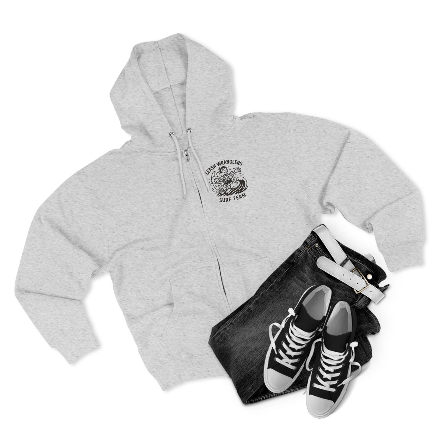 Leash Wranglers Surf Team Unisex - Zip Cotton Blend Fleece Hoodie