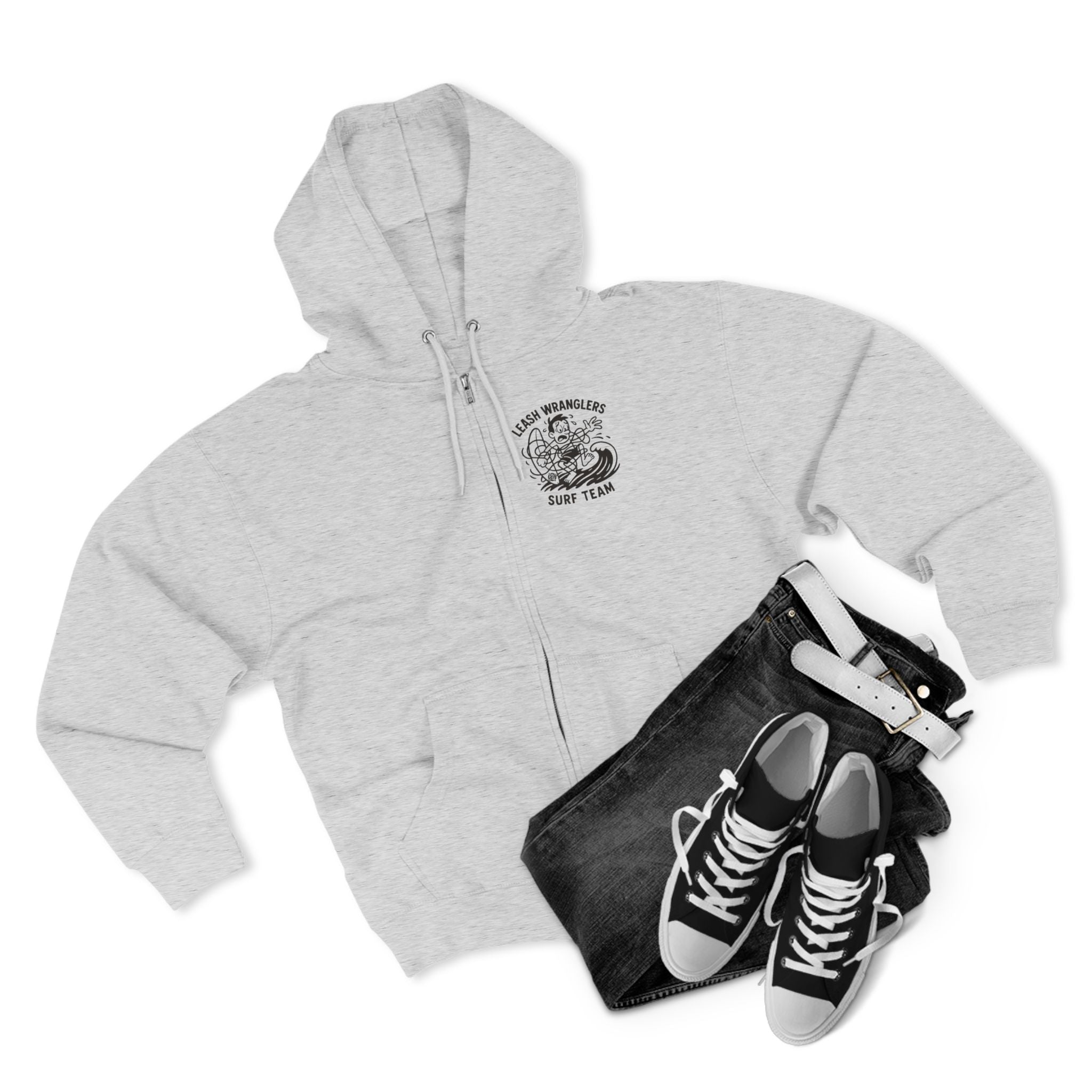 Leash Wranglers Surf Team Unisex - Zip Cotton Blend Fleece Hoodie