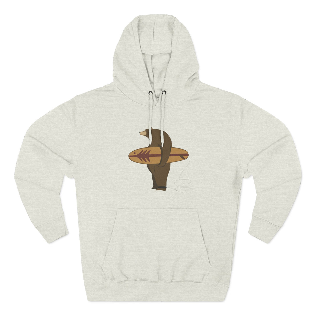 Surfing Grizzly Bear by Fabian Lavater Unisex - Pull-Over Cotton Blend Fleece Hoodie