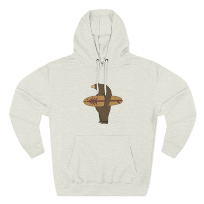 Surfing Grizzly Bear by Fabian Lavater Unisex - Pull-Over Cotton Blend Fleece Hoodie