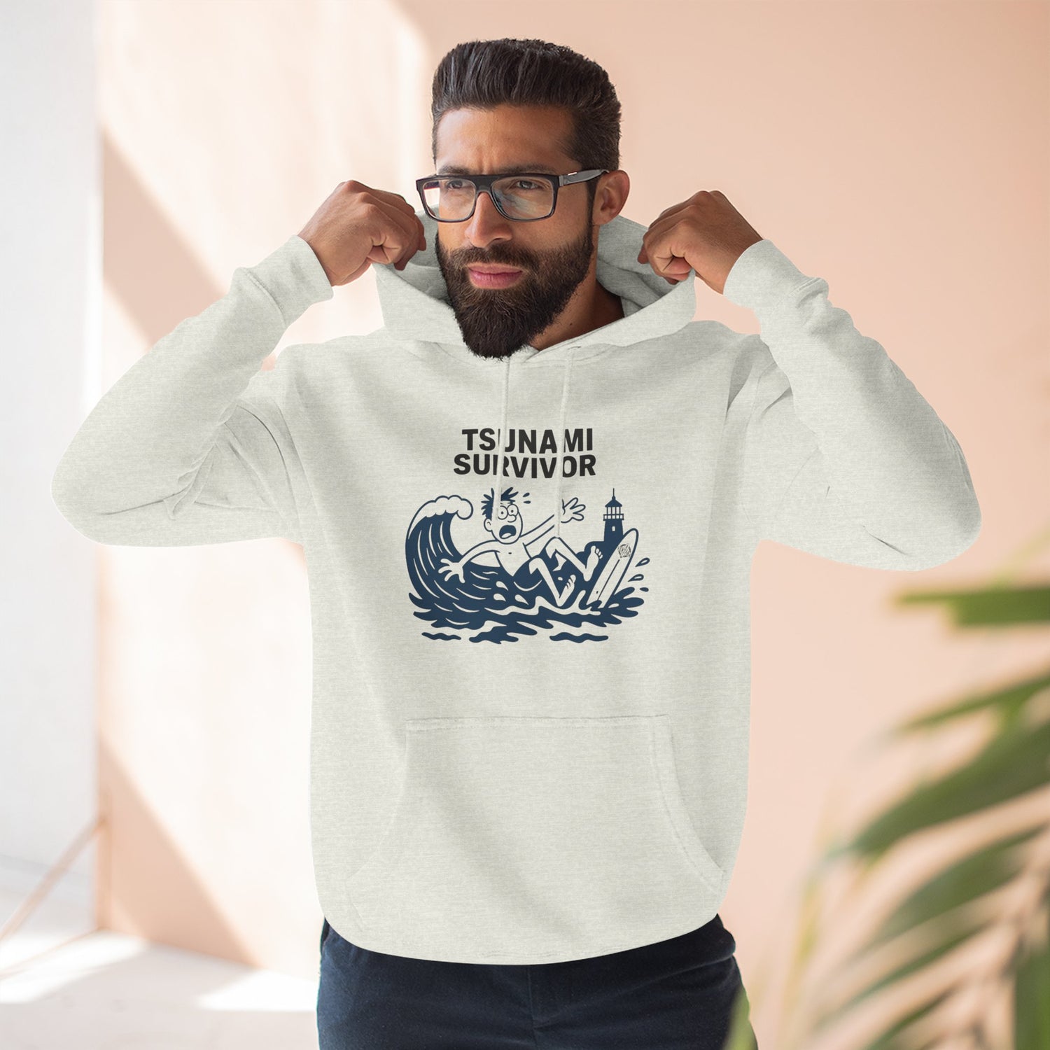 Tsunami Survivor Unisex - Pull-Over Cotton Blend Fleece Hoodie