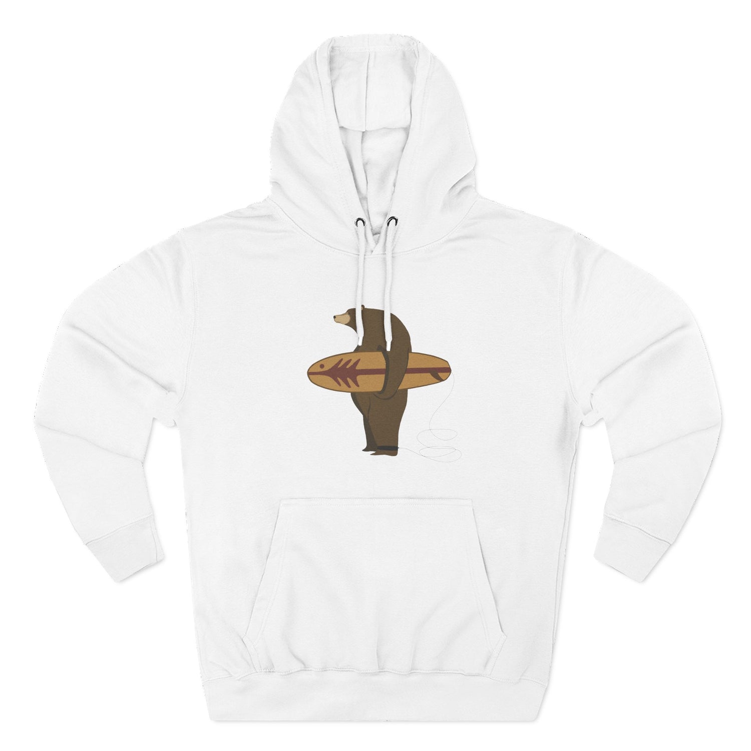 Surfing Grizzly Bear by Fabian Lavater Unisex - Pull-Over Cotton Blend Fleece Hoodie