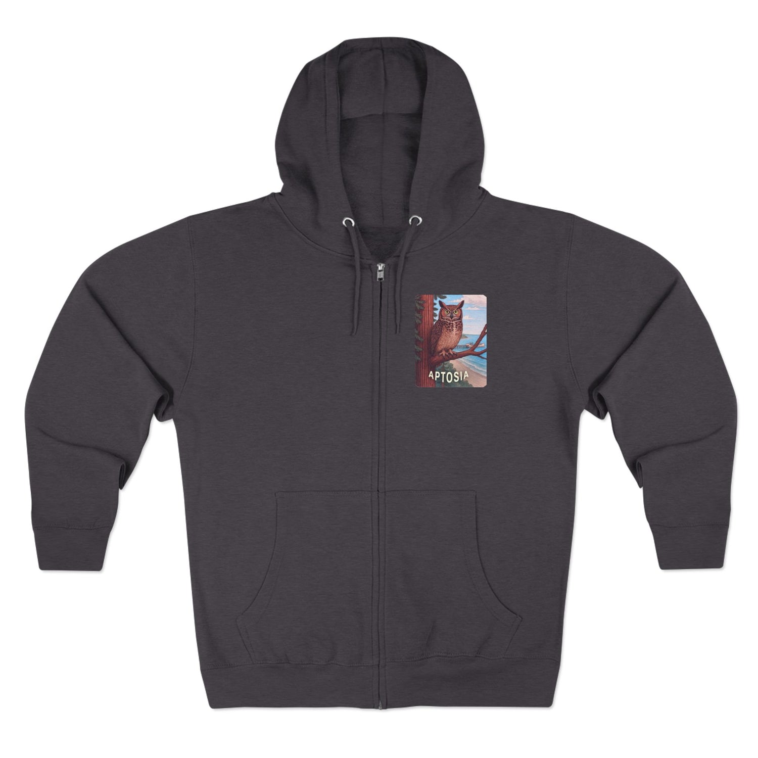 Aptos California Aptosia Owl Unisex - Zip Cotton Blend Fleece Hoodie